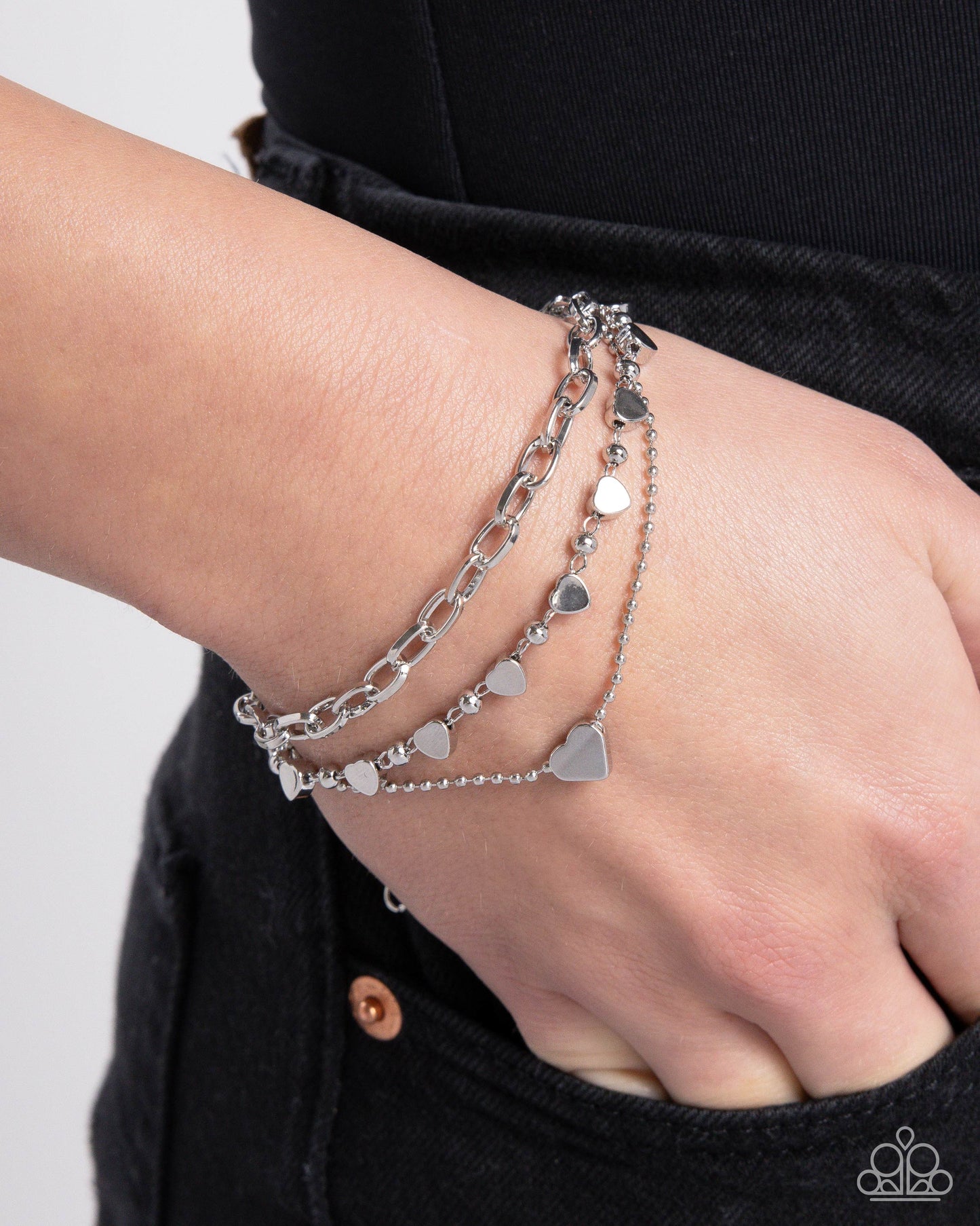 Endearing Ending - Silver w/Hearts Bracelet