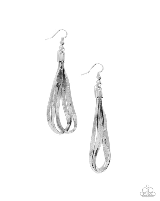 Keen Keepsake - Silver Herringbone Earrings