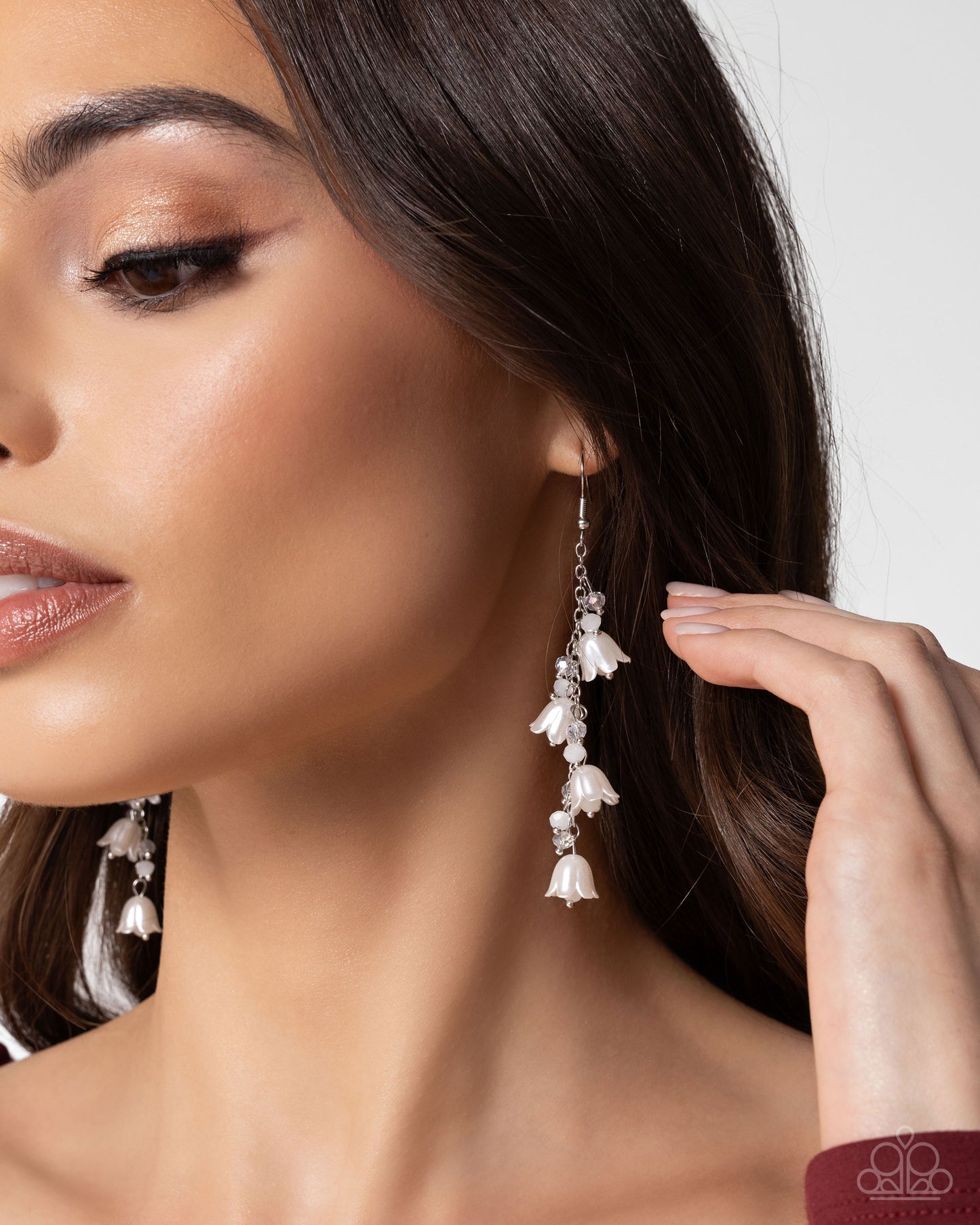 Snow Drops - Silver w/White Earrings