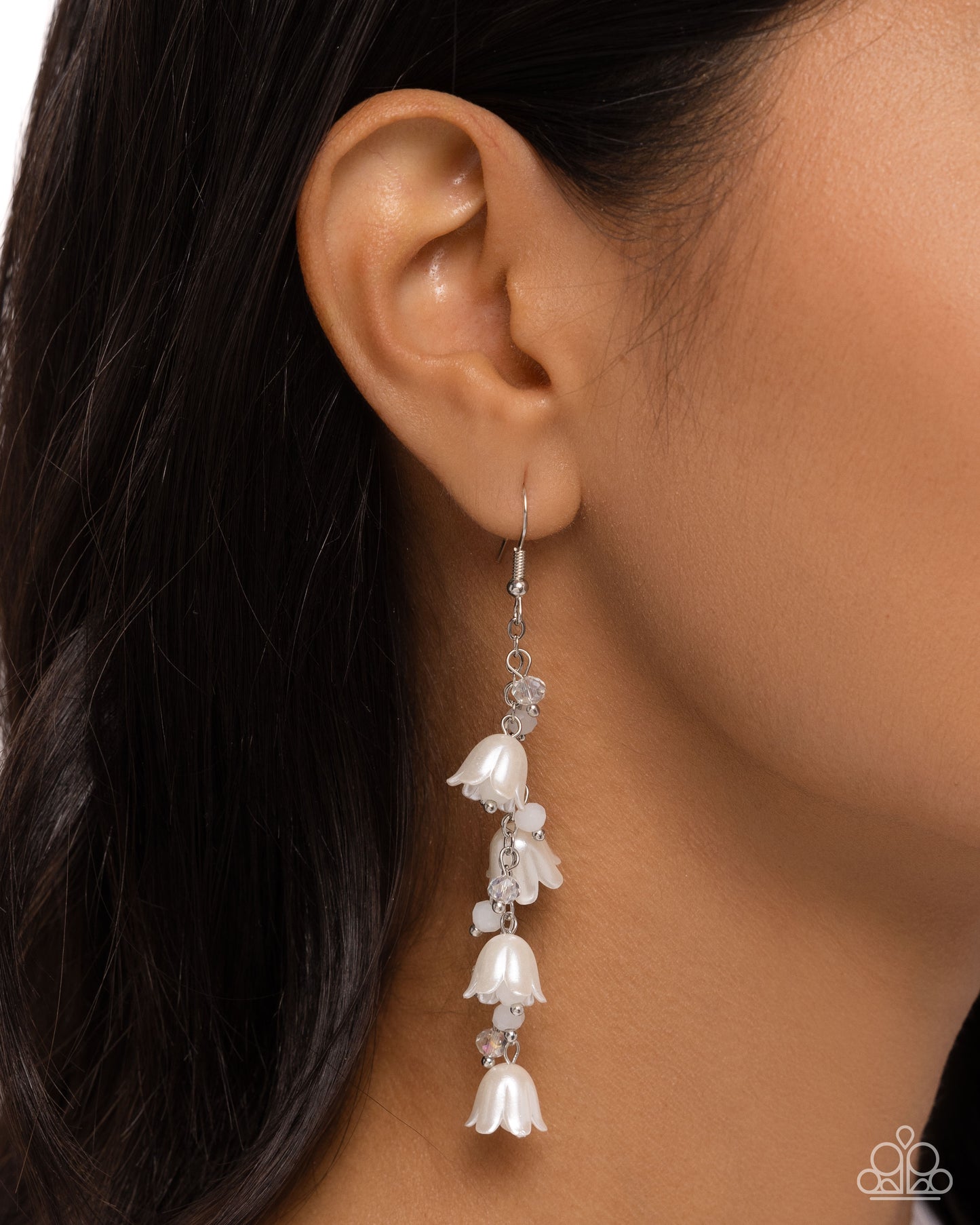 Snow Drops - Silver w/White Earrings