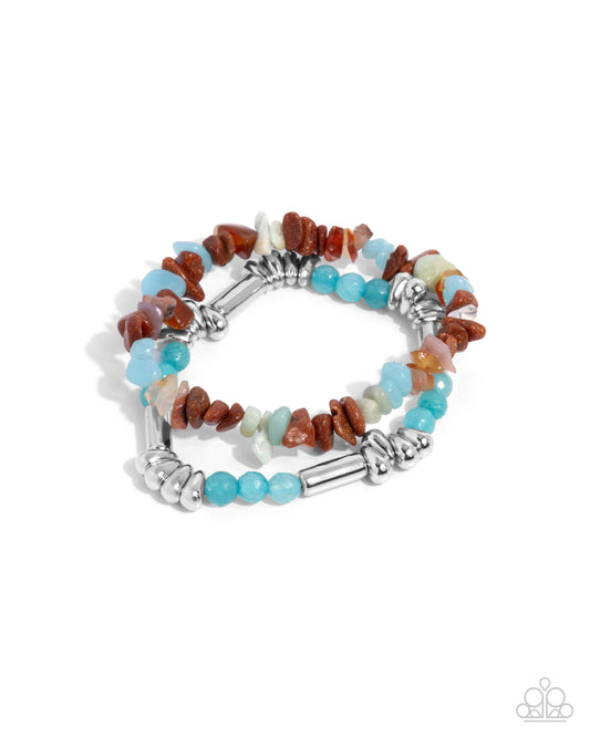Stony Sequence - Silver w/Blue, Brown Bracelet