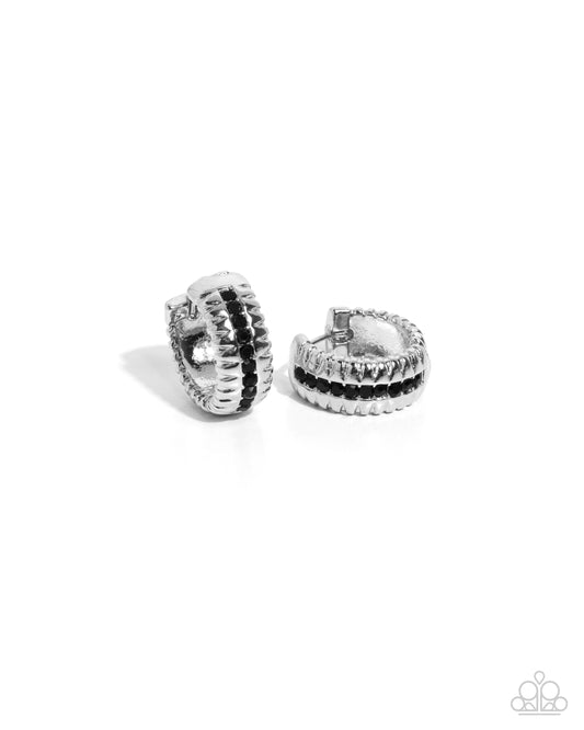 Serrated Shimmer - Silver w/Black Earrings