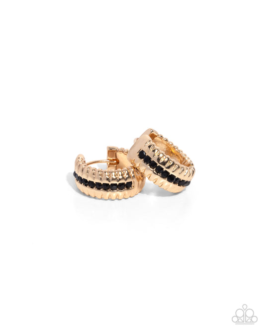 Serrated Shimmer - Gold w/Black Earrings