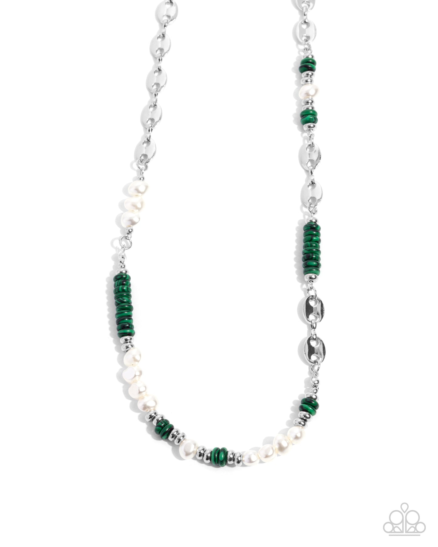 Wholesome Wanderlust - Silver w/Green & apearls Necklace