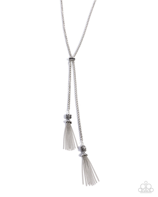 Tassel Transit - Silver w/Black Necklace (hr)