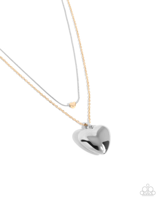 Halting Hearts - Silver and Gold Heart Necklace