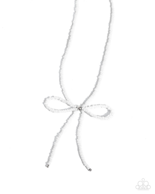High-Class Hype - Silver w/White Necklace