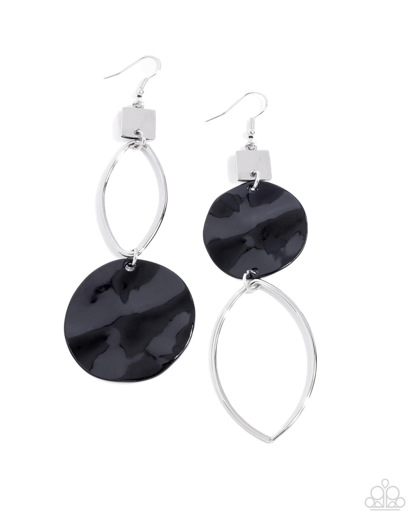 Obsessive Ostinato - Silver w/Black Earrings