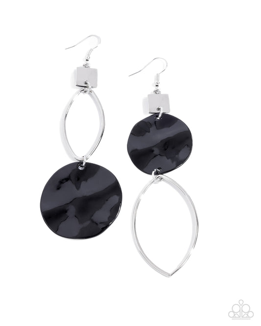 Obsessive Ostinato - Silver w/Black Earrings