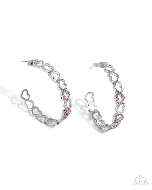 Happier Than Ever Hearts - Silver w/Pink Earrings