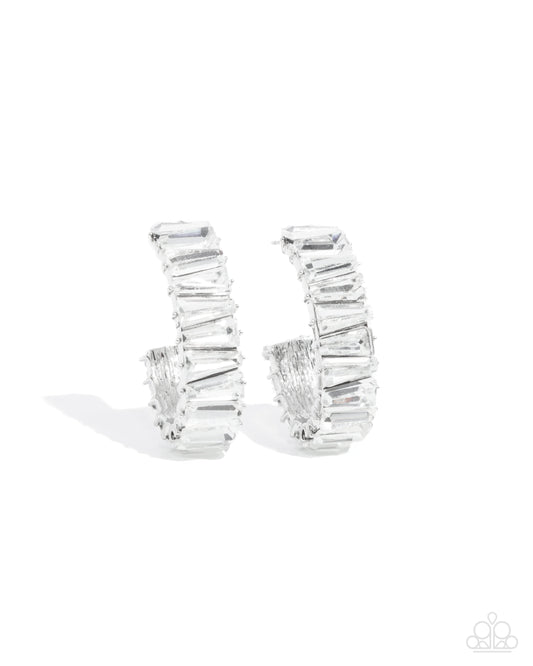 Permissible Pizzazz - Silver w/White Rhinestone Earrings