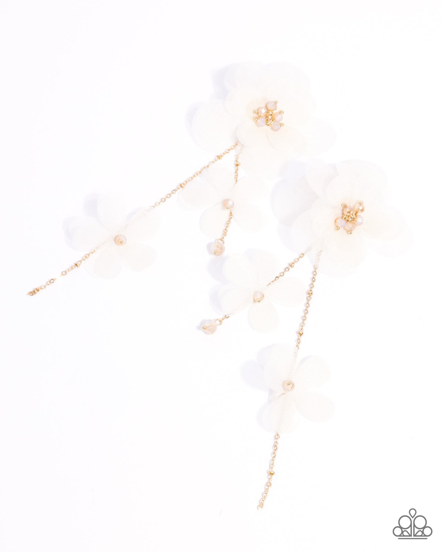 Balletcore - Gold w/White Flower Earrings