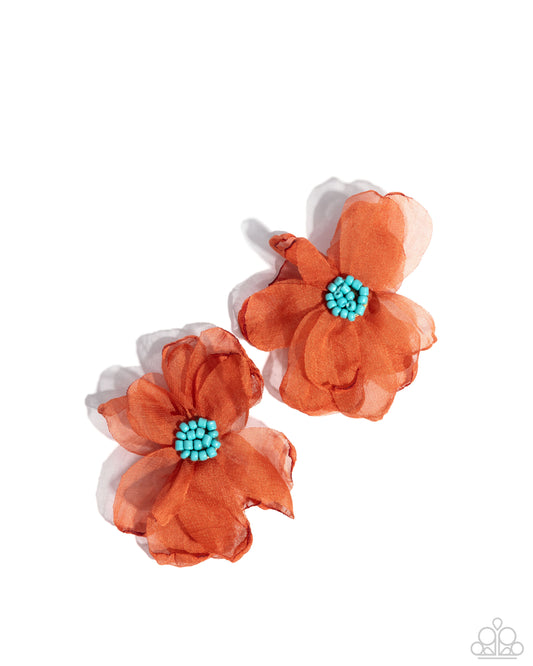 Part Of Your World - Orange Flower Earrings