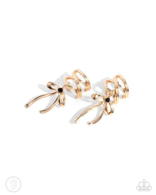 Ballet Lacing - Gold Cuff Earrings