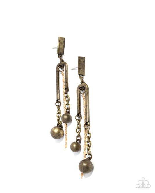 Authoritative Admiration - Brass & Gold Earrings