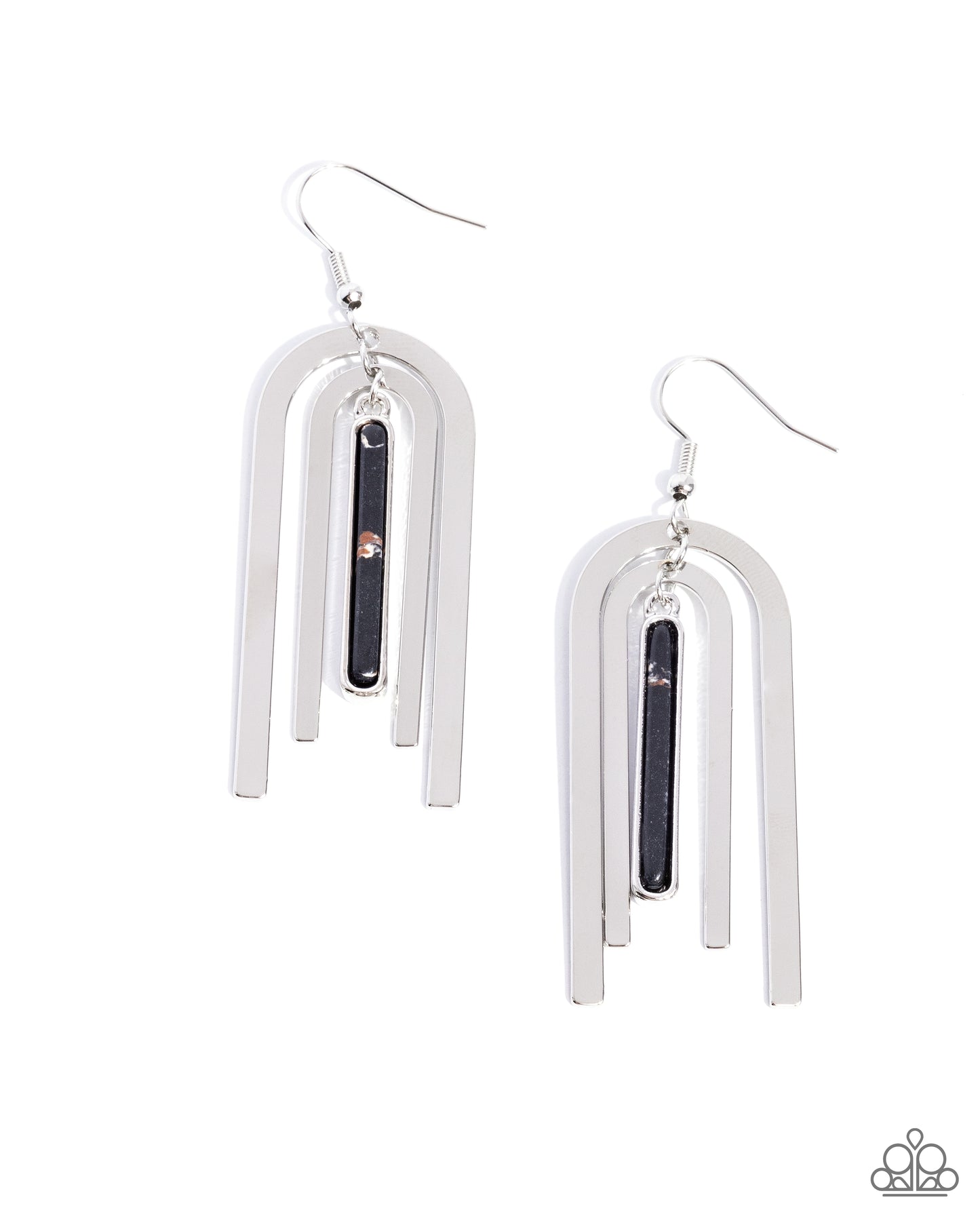 Coarse Conversation - Silver w/Black Earrings