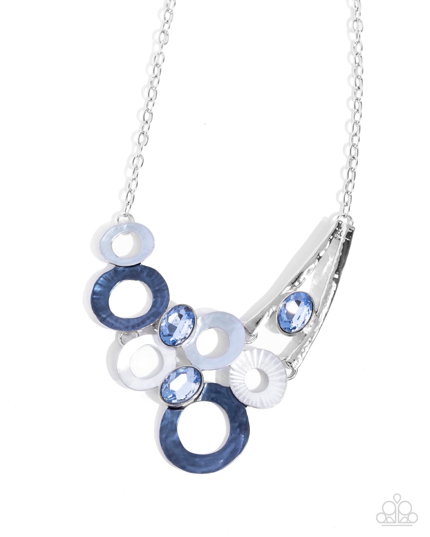 Compelling Circles - Silver w/Blue Necklace