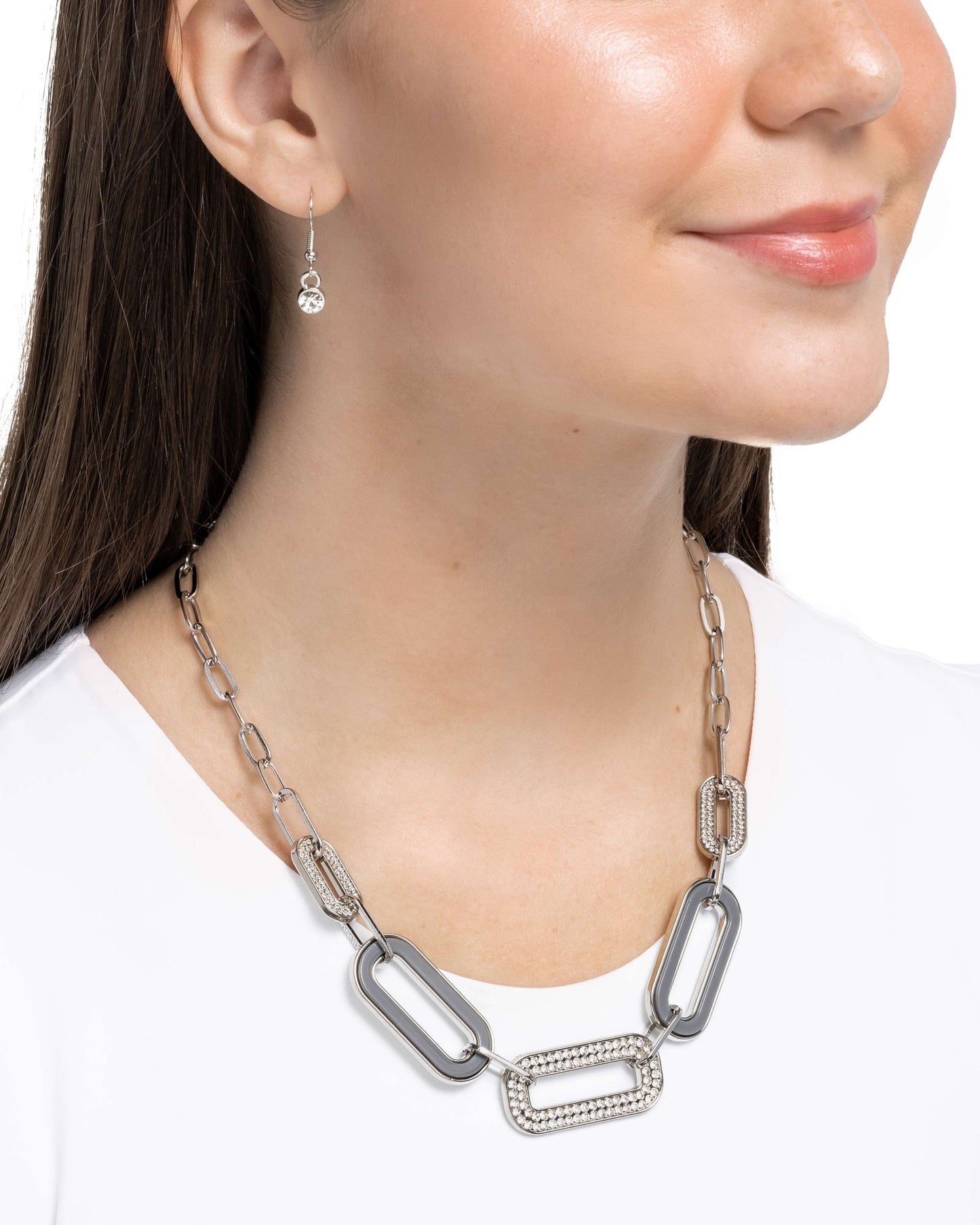 Painted Paladin - Silver w/ Gray Necklace