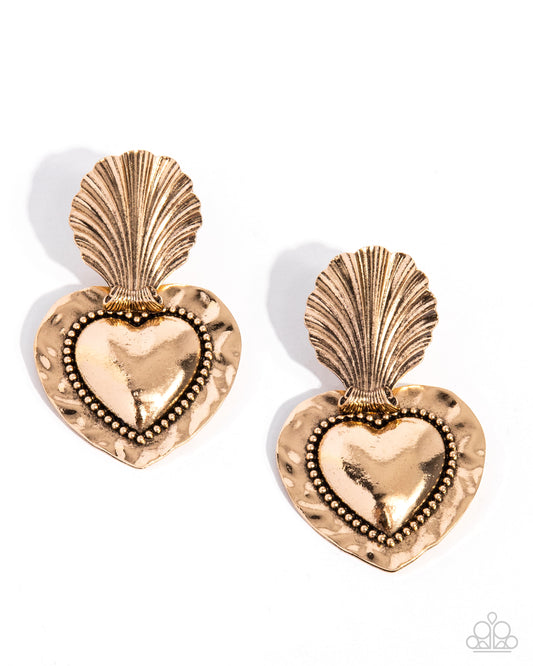 Mythical Moment - Gold Heart Earrings