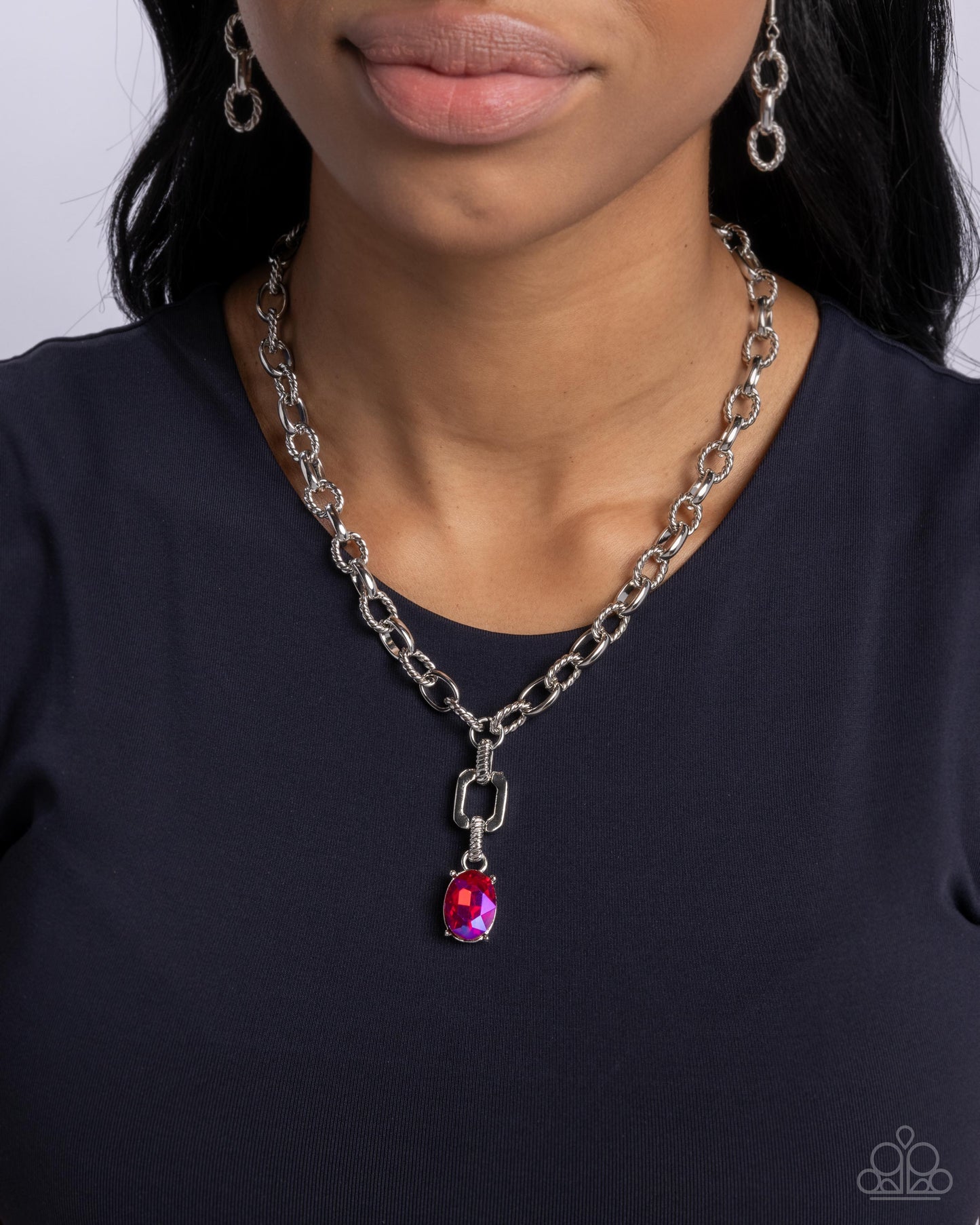 Refulgent Recognition - Silver w/Pink Necklace