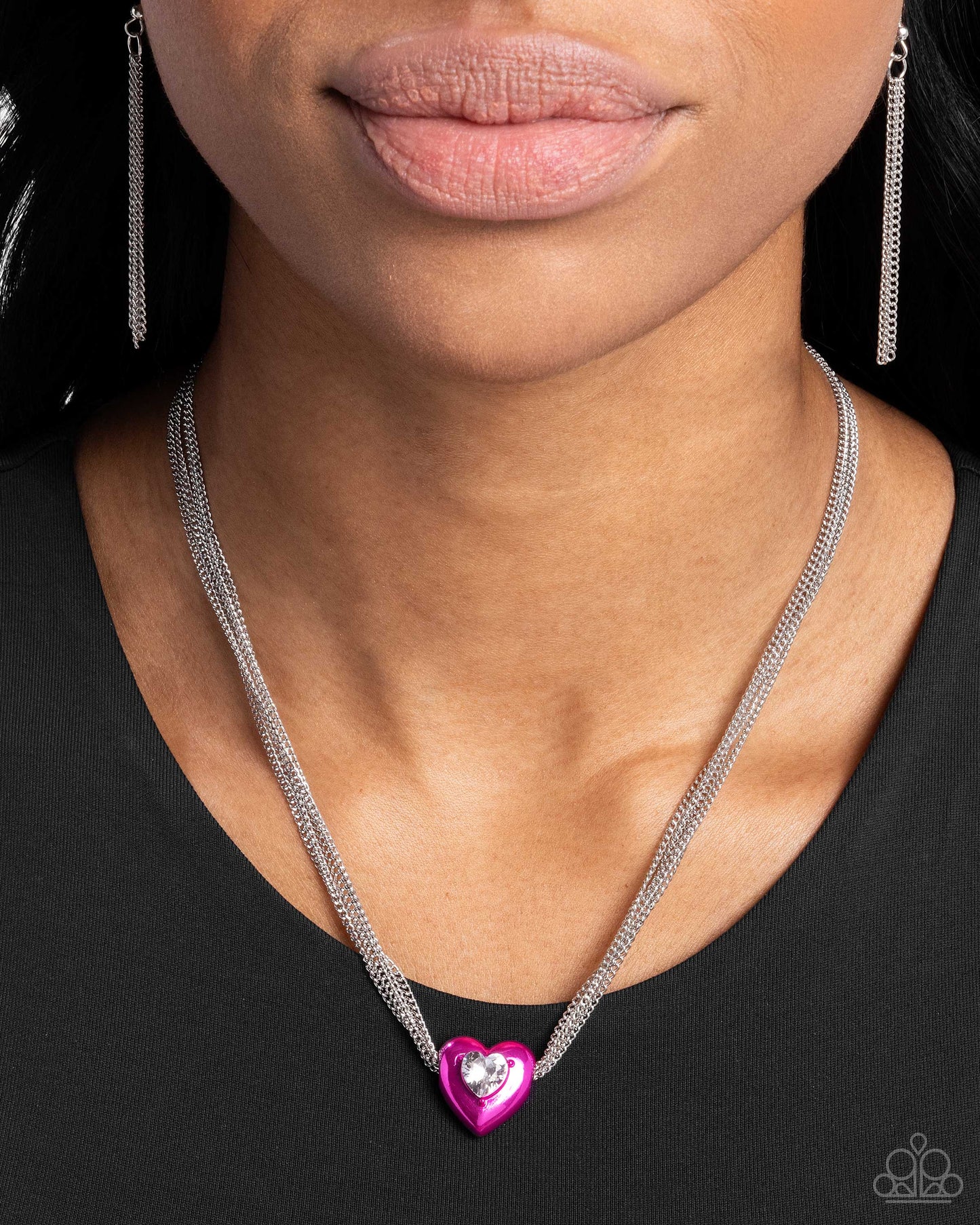Malibu Infatuation - Silver w/Pink Heart Necklace