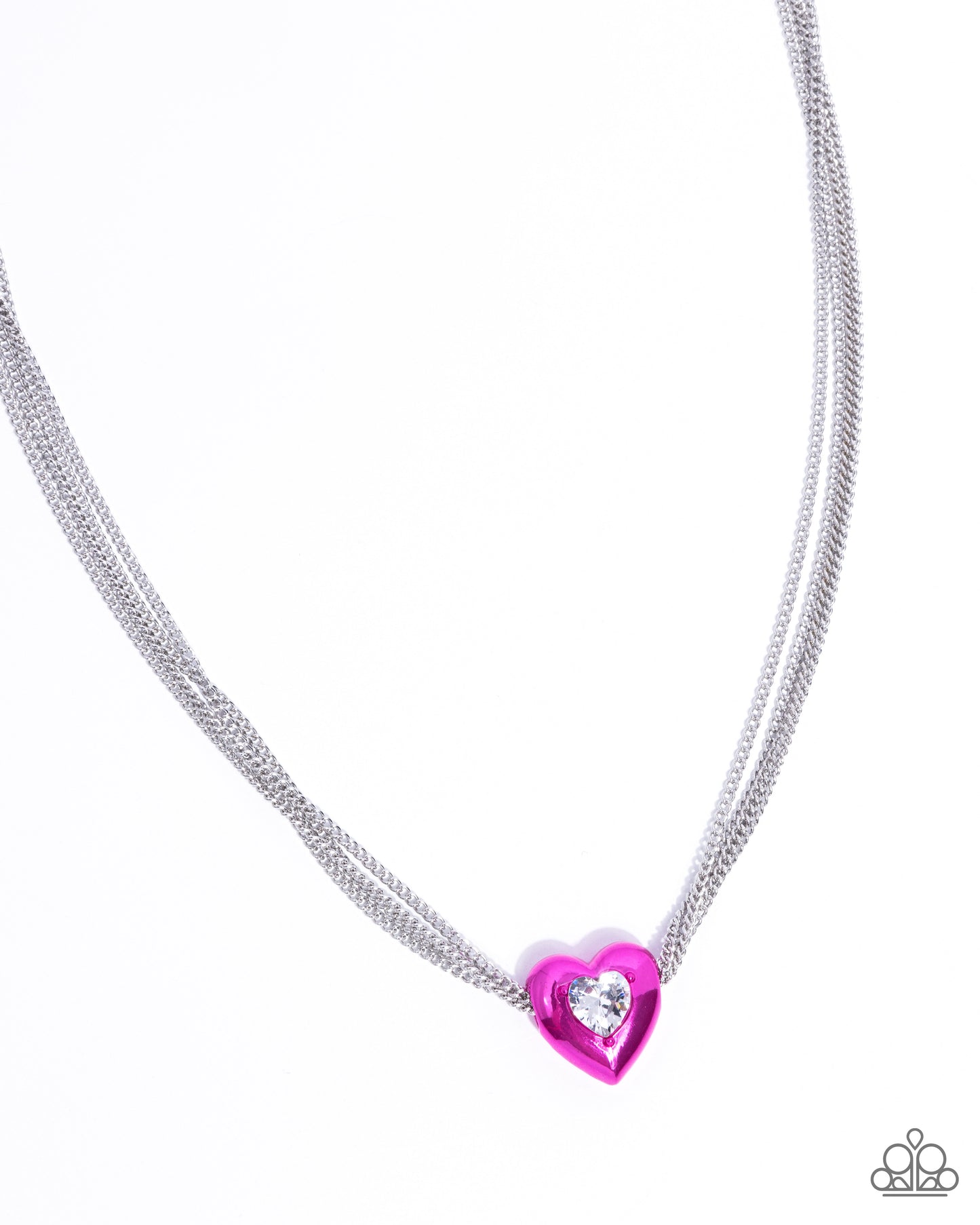 Malibu Infatuation - Silver w/Pink Heart Necklace