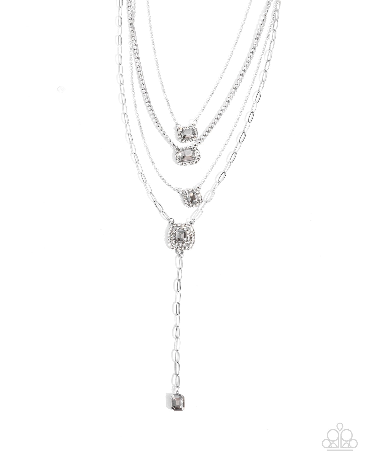 Dazzle and Stretch - Silver w/smoky gems Necklace