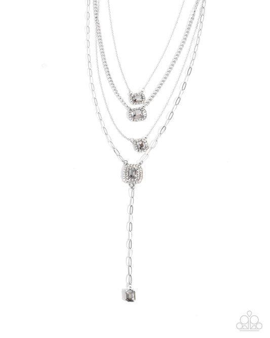Dazzle and Stretch - Silver w/smoky gems Necklace