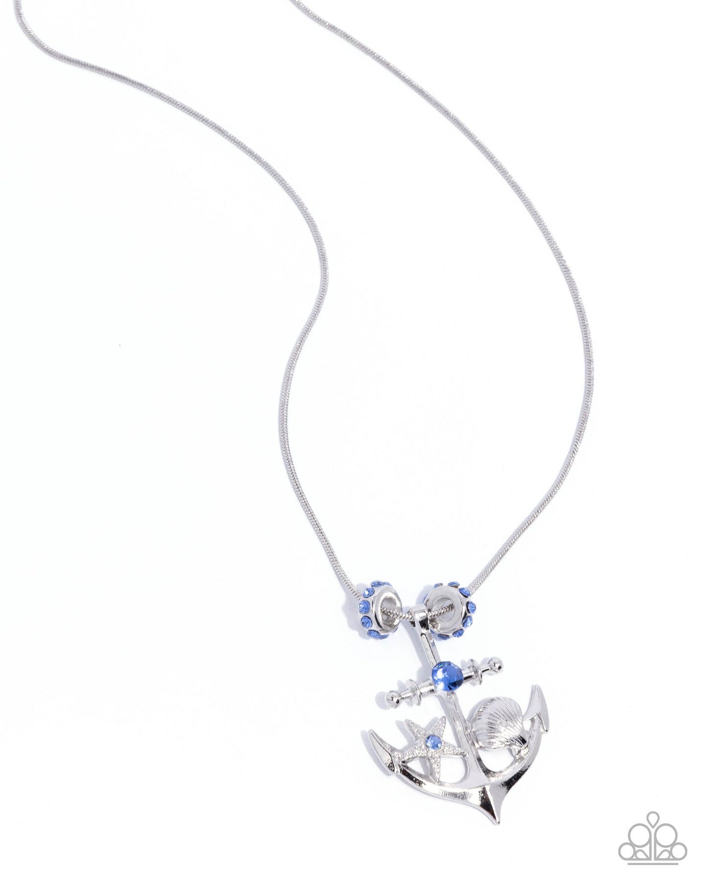 Anchored Accent - Silver w/Blue Gem Necklace