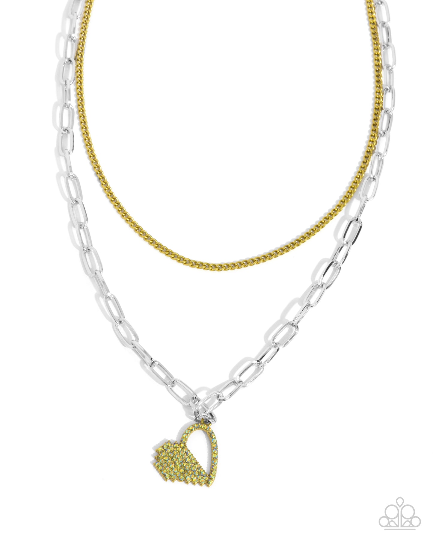 Love Comes and Goes... - Silver w/Green Heart Neclace