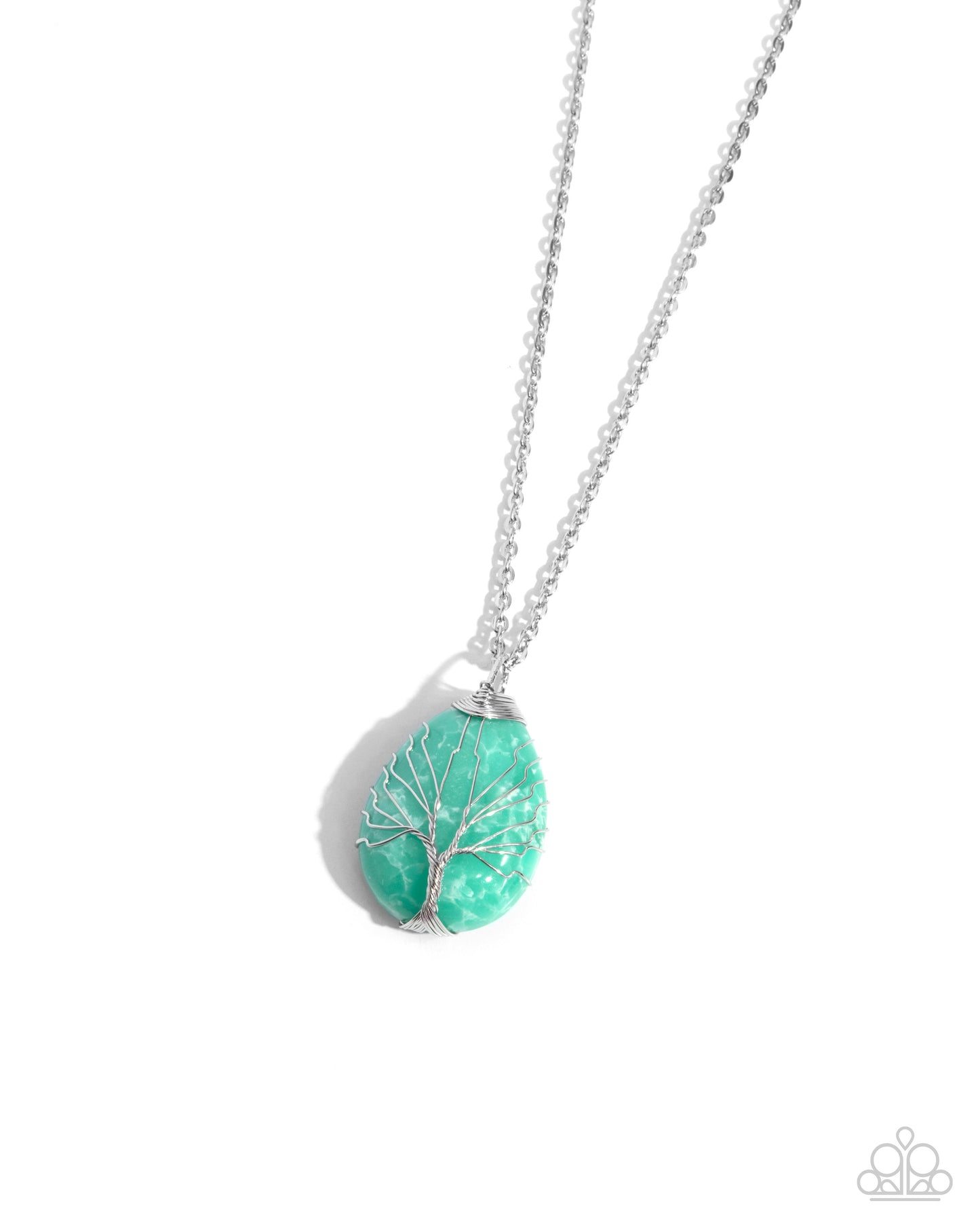 Stony Status - Silver w/Green Necklace