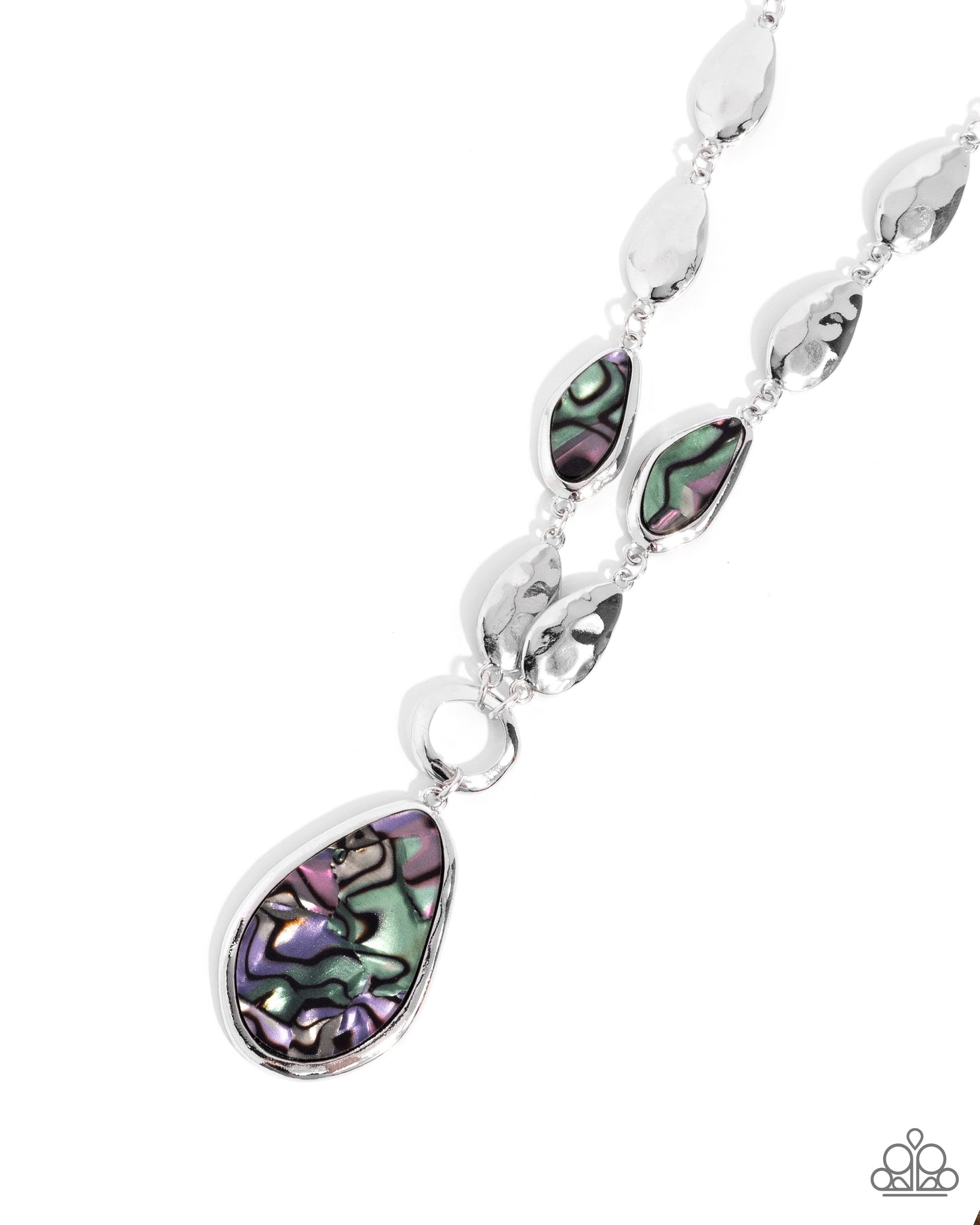 Abstract Abalone Necklace - Silver w/Multi