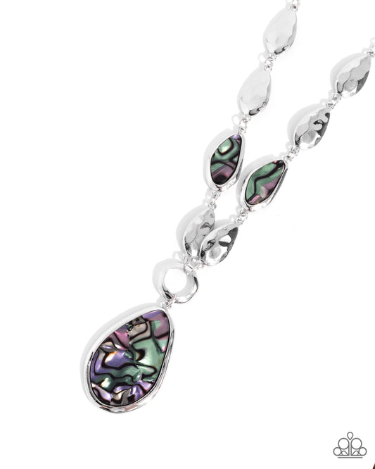 Abstract Abalone Necklace - Silver w/Multi