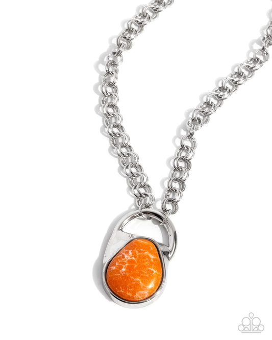 Change of Country - Silver w/Orange Necklace