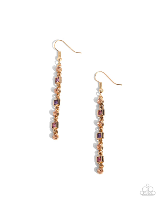 Square Slope - Gold w/Purple Earrings