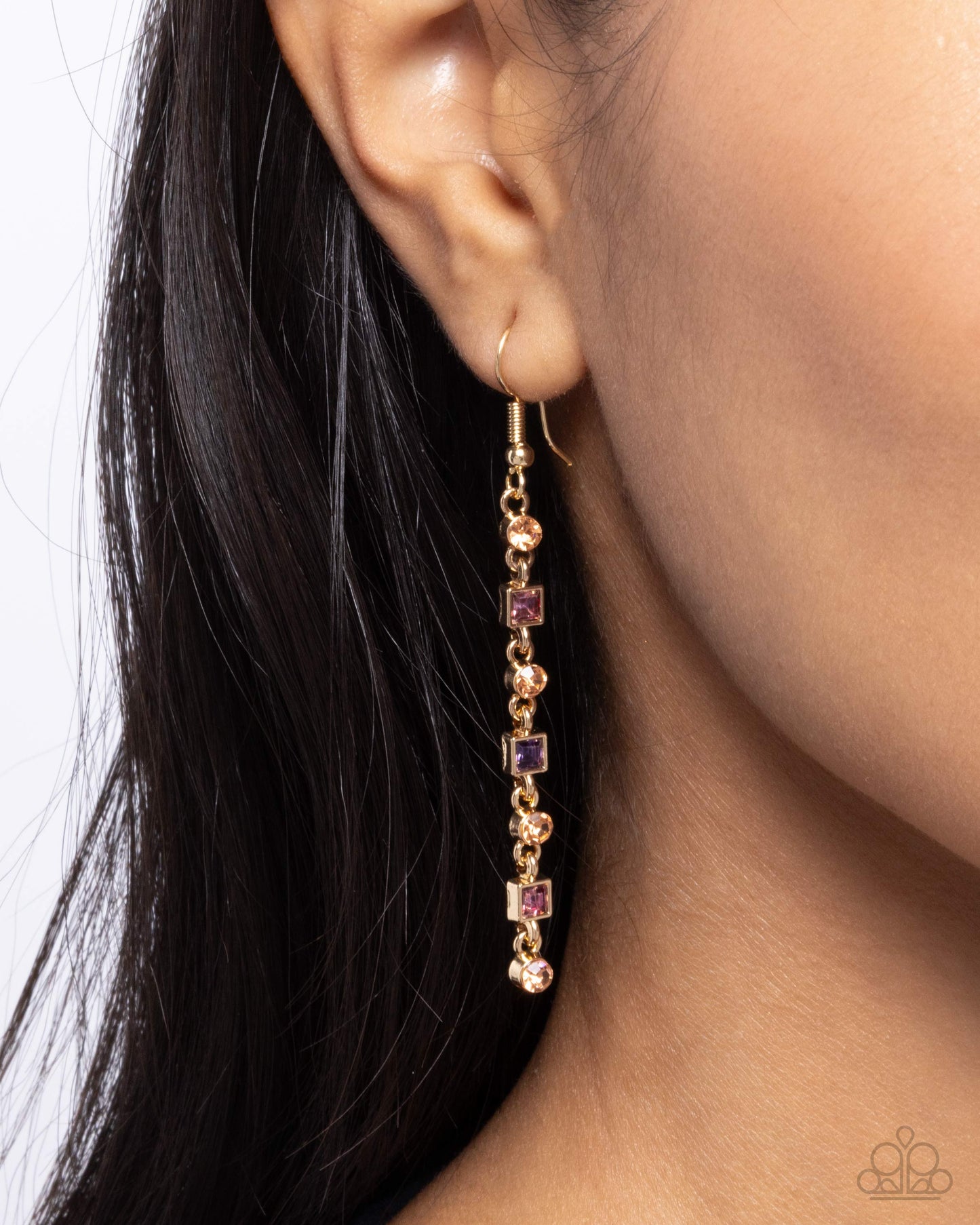 Square Slope - Gold w/Purple Earrings
