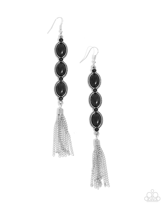Fringe Fuel - Silver w/Black Earrings