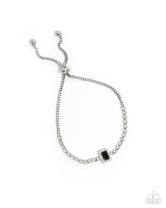 Draped in Dazzle - Silver w/Black Gem Bracelet