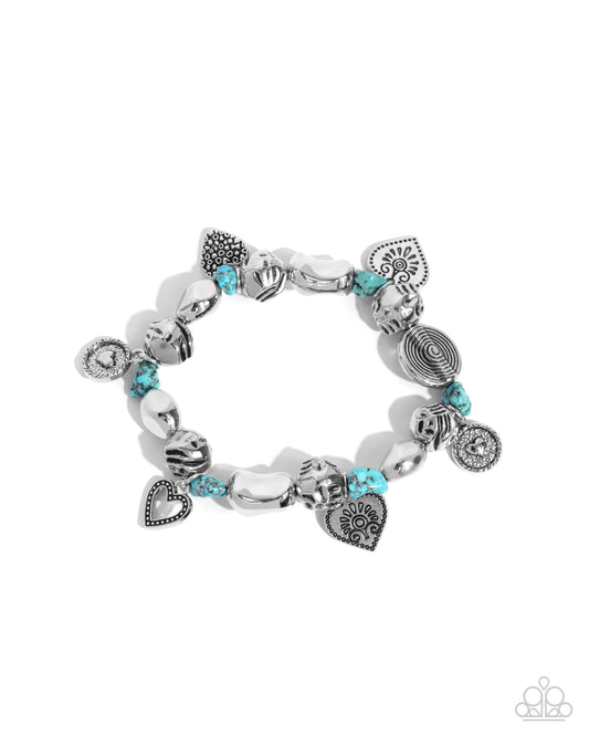Rustic Rampage - Silver w/ Turquoise Blue Bracelet