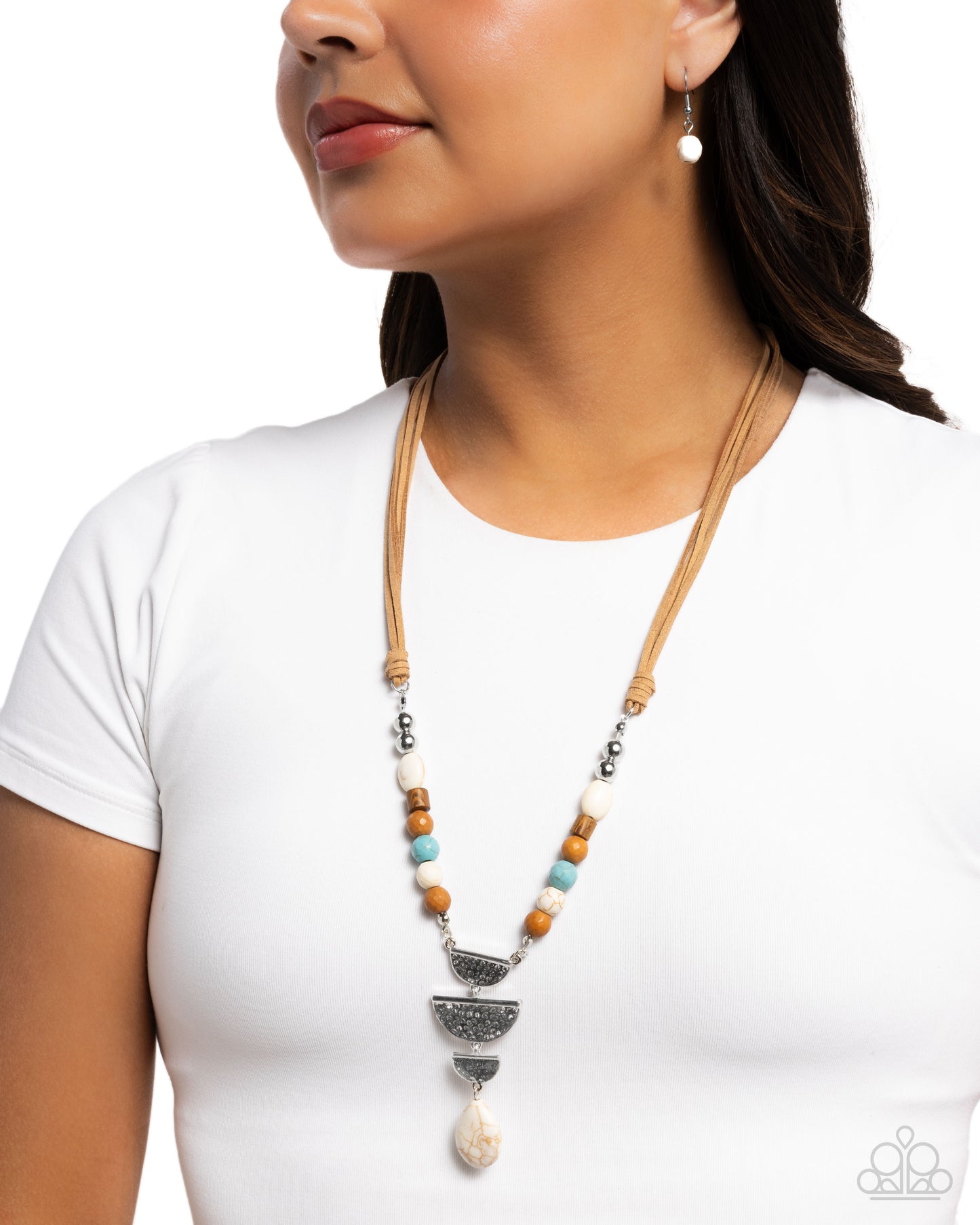 Eclectic Elegance - Tan suede w/multi beads Necklace