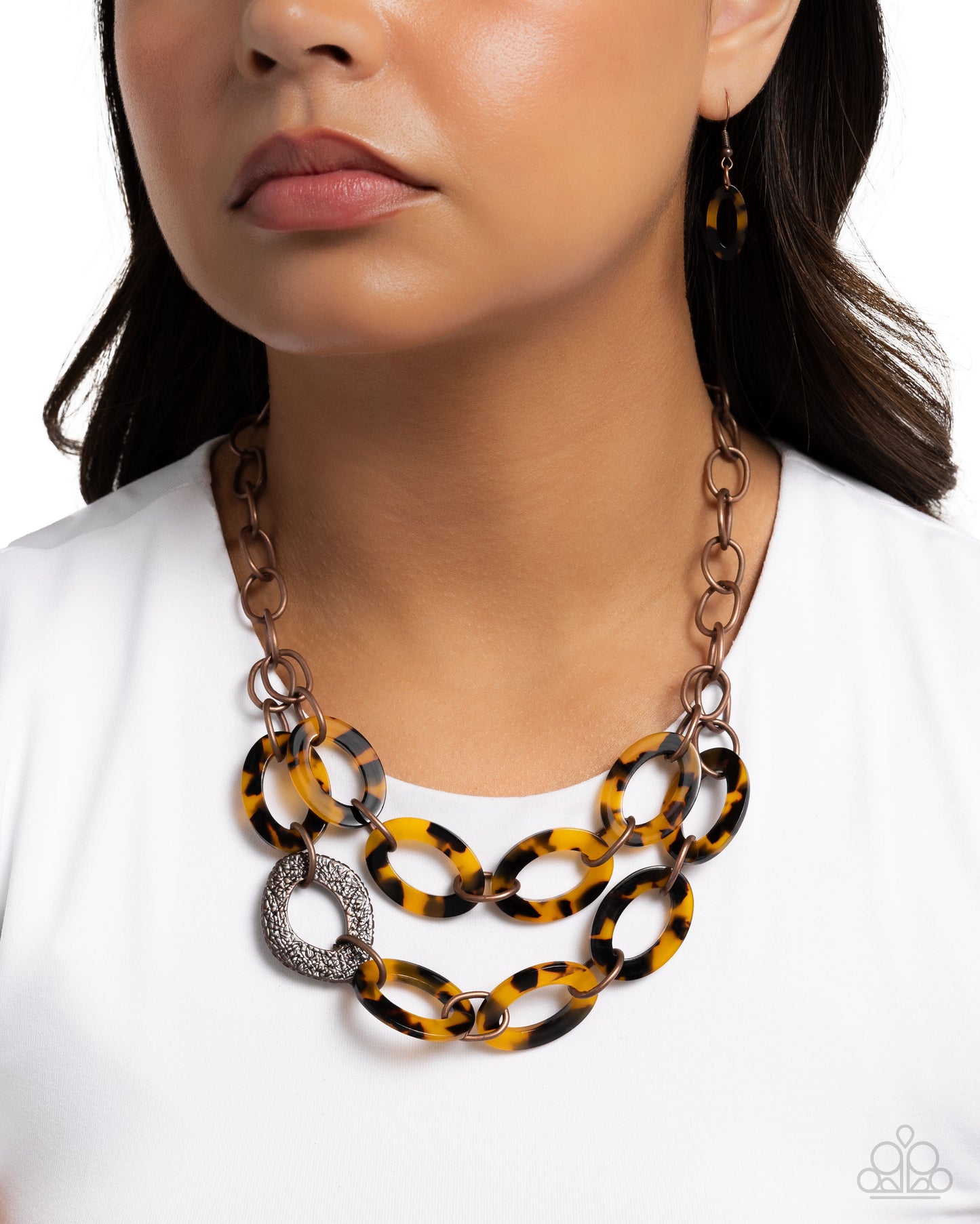 Patterned Presto - Copper w/Tortoiseshell Necklace