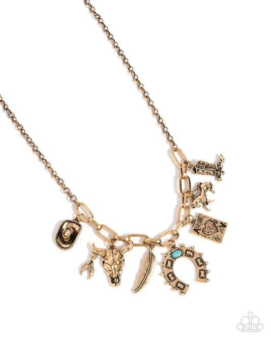 Saloon Girl - Gold Charm Necklace