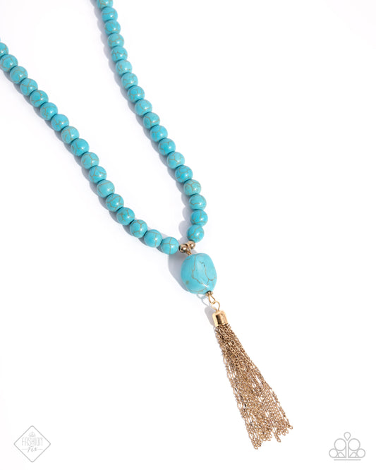 Coachella Chic - Turquoise Blue w/Gold Necklace