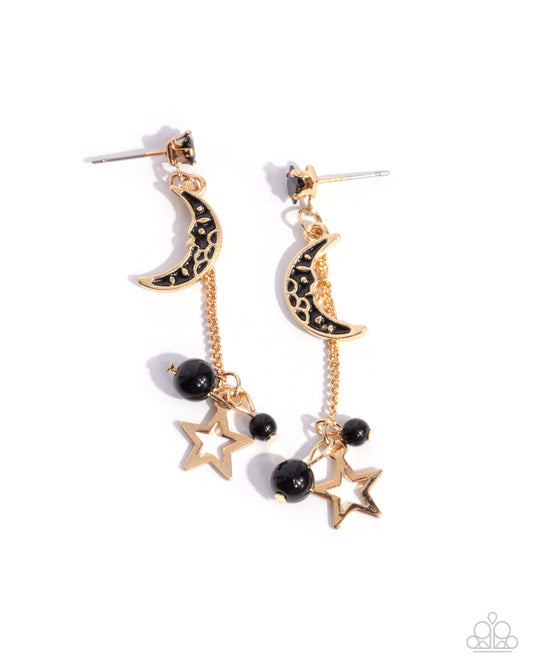 Astral Admiration - Gold & Black Earrings