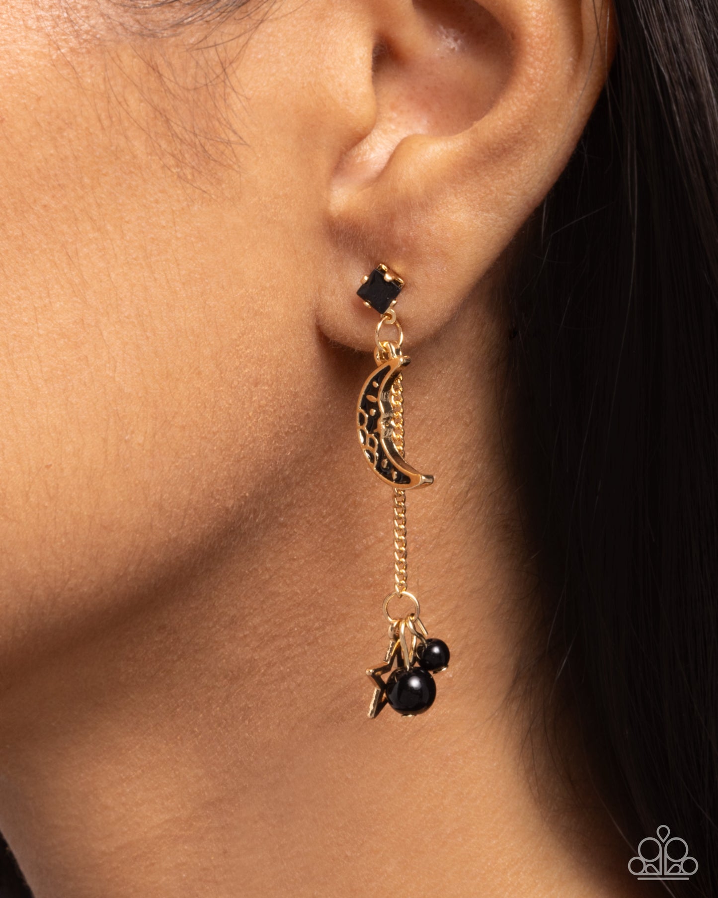 Astral Admiration - Gold & Black Earrings