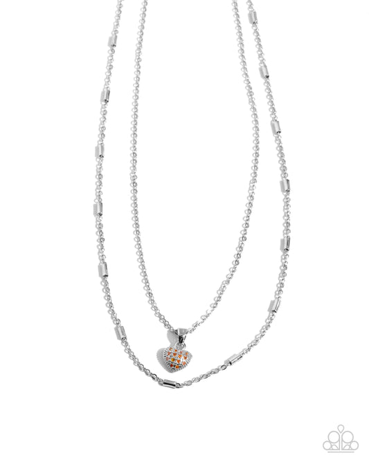 Steady Sweetheart - Silver w/Orange Necklace
