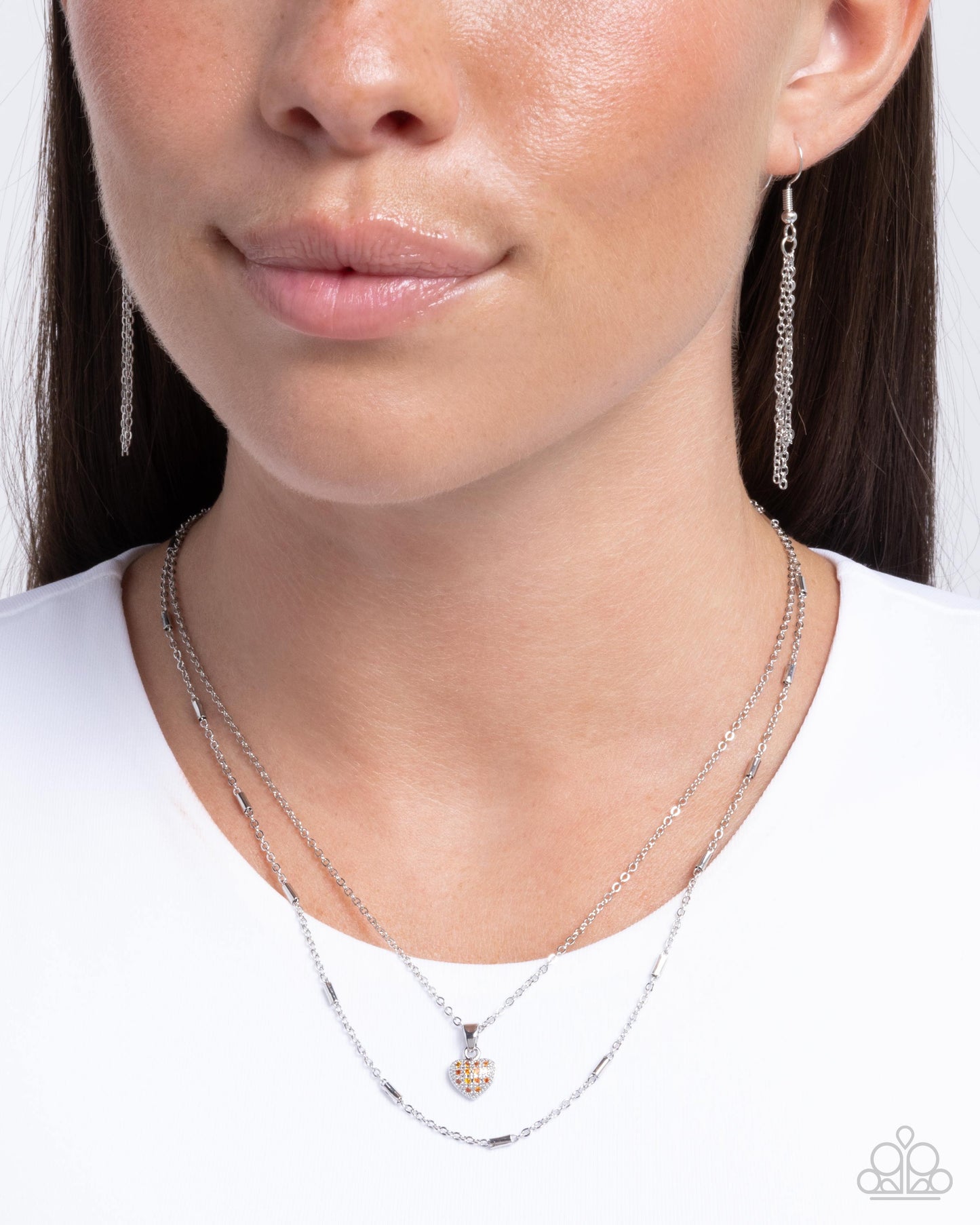 Steady Sweetheart - Silver w/Orange Necklace