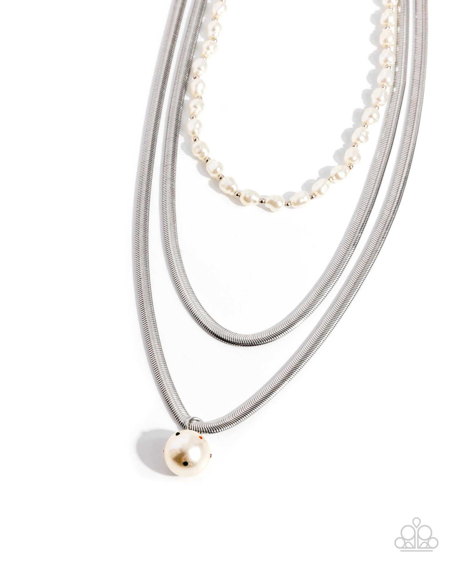 Flourishing Finale - Silver w/Pearls Necklace