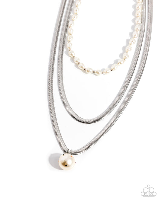 Flourishing Finale - Silver w/Pearls Necklace