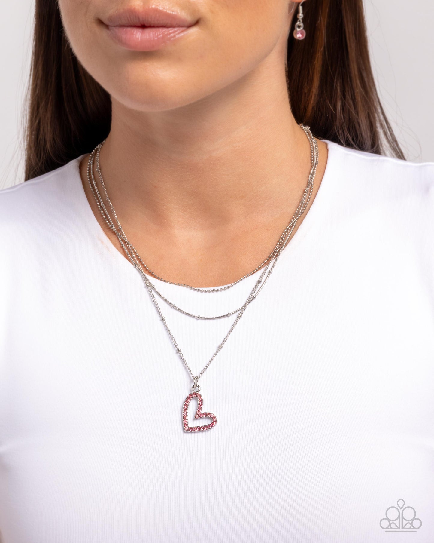 Valentines Day Decadence - Silver w/Red Gen Heart Necklace